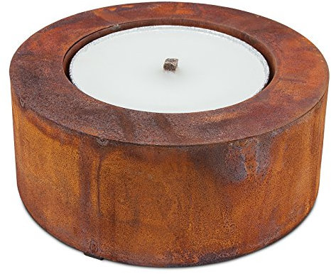 Scheulen Cilindro de metal oxidado, incluye cuenco para llama, diámetro 26 cm/10 cm