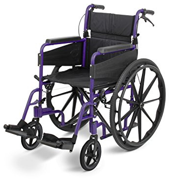 Days Self Propelled Folding Wheelchair – Lightweight Aluminium Wheelchair for Adults with Removable Footrests – Compact Mobility Aid for Travel and Daily Use – Standard 46cm Seat Width, Purple