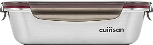 CANDL Cuitisan (Flora) Frischhaltedose aus rostfreiem Edelstahl mit Clipverschluss-Deckel, rechteckig, geeignet für die Mikrowelle + Ofen, Vorratsdose, EC7-SS07 1100ml