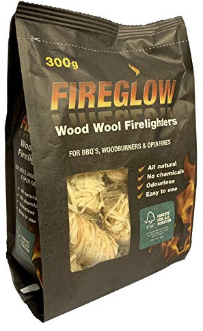 Tiger Tim Fireglow 8 x 300g Wood Wool Firelighters Natural Eco Odourless No Chemicals Long Burn Instant Fire Starters for Wood Burners Barbecues Stoves Grills Campfires