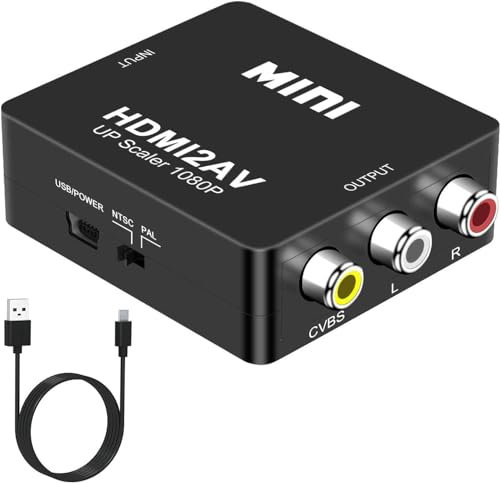 DIGITNOW!Convertitore da HDMI a AV, Adattatore da HDMI a RCA, 1080P HDMI to 3 RCA CVBS Video Audio con Cavo USB,Composito per TV PC Laptop PS3 Blue-Ray DVD XBOX SKY HD VHS