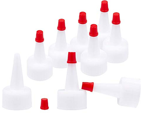 PH PandaHall 50 Pack 24/410 Squeeze Bottle Caps Red-Tip Caps Yorker Dispensing Cap with Red Seal Replacement Caps Twist Top Caps for Fragrance Oil Bottles Glue Bottles, Neck Diameter: 26mm