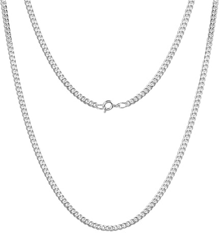 LeCalla Links Sterling Silver Italian Jewelry 1.45 MM, 3.5 MM, 6.5 MM Curb Chain Necklace for Teen Women and Men (16, 18, 20, 22, 24, 26 Inches)