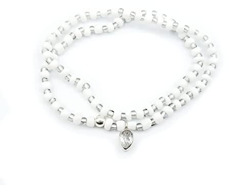 ARMBAND weiß grau mit einem Sterling Silber Charm aus facettiertem Topas by Bau[m]werk Made in Germany Wickelarmband Ibiza