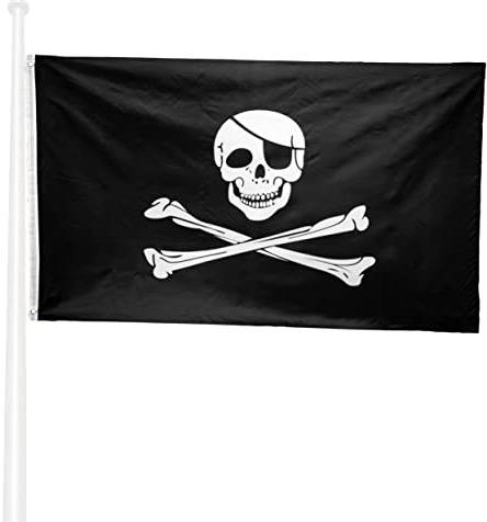 KliKil Bandiera Pirati 150x90 Jolly Roger - Bandiera Pirata tessuto da esterno, resistente alle intemperie con 2 occhielli metallici. Pirate Flag Edward Teach giardino decorazioni
