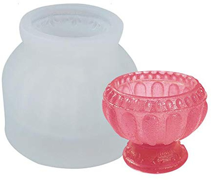 VOANZO Silicone Candle Mold 3D Roman Column Making Mould Cake Decorating Candle Making Supplies (Roman Column Flower Pot)