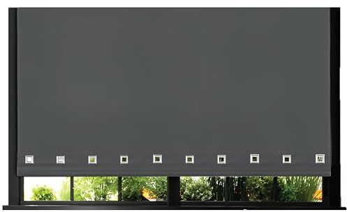 Funky Gadgets Square Eyelet Light Filtering Roller Blinds -Window Shades Easy Fit Polyester Fabric Daylight Trimmable Roller Blind- Child Safe Metal Tube with Fittings (W60 x L210cm, Charcoal Grey)