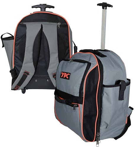 YPC Juggernaut Trolley Rucksack – 54x36x25cm, 50-55 Liter, Werkzeugrucksack XXL, wasserfest, Leichtlaufrollen, stabiler Teleskopgriff, Tragegriff, Schultergurt, Brustriemen, 15kg Tragkraft