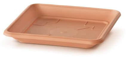 Plato para maceta terracota, 34 x 34 cm, cuadrado, macetero para plantas y flores, TERRA PKWT34, para interior, exterior, cuadrado, terracota, de plástico