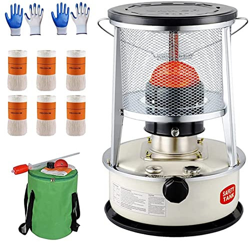 FXNFXLA Chauffe-pétrole avec extincteur Automatique, Chauffe-pétrole intérieur Portable et Mobile avec 6 mèches, pour Le Chauffage d'urgence(Color:White 6L)