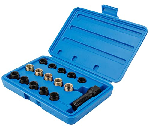 Zündkerzengewinde Reparatur Set, Kit M14X1.25, Zündkerze Gewinde Reparatursatz Autowartungswerkzeuge,16-Teilig Zündkerzenhäfen Tap Faden Reparaturwerkzeuge Retheading Kit