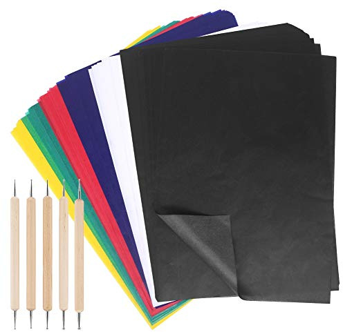 200 Sheet Multicolor Transfer Paper,Carbon Water-Soluble Tracing Paper with 10Pcs Embossing Styluses Tools,Transfer Pattern on Cloth,Fabric,Canva,Accessories for Sewing