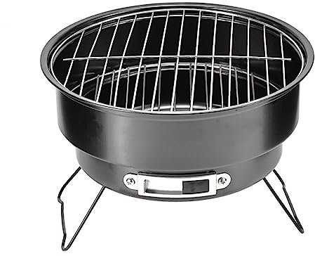 Tragbarer runder Holzkohlegrill mit Griff, 25,4 cm, für Zuhause, Küche, Picknick, Camping