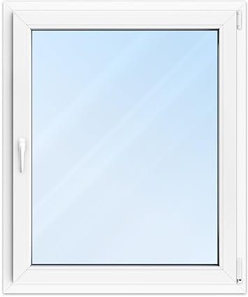 FENSTERVERSAND - Kunststofffenster 100x120 Weiß - zu öffnendes Fenster Kunststoff mit Griff, Dreh- & Kippfenster, 2-fach Verglasung, Klarglas - DIN rechts - BxH: 1000x1200 mm, 70 mm Profil