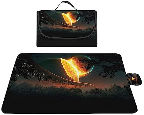 TengYuer Picknickdecke 180x200cm Stranddecke Wasserdicht Sandfrei Isoliert Faltbar Strandmatte mit Tragegriff Outdoor Campingdecke XXL für Camping Parks Strände Picknick Erde Gelb