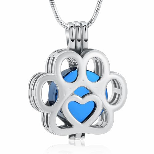 Pet Einäscherung Schmuck für Asche für Hund/Katze Pfote Edelstahl Memorial Locket Urne Halskette innerhalb Mini Fall Keepsake Einäscherung Schmuck Frauen Männer