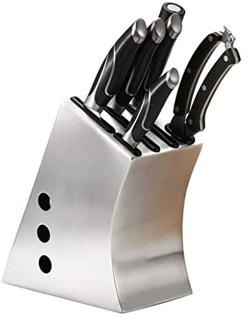 Messerblock ohne Messer Aufbewahrung Messerblock Universal-Küchenmesserhalter Aus Edelstahl Mit Rutschfester Matte Und Wasserablauf Und 6 Fächern Organizer für Küchenmesser