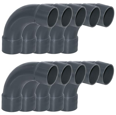 HAF 10x PVC Fittings Bogen 90° mit 50mm x 50mm | Klebemuffe x Klebemuffe | Winkelverbinder aus grauem PVC-U | PN16 für PVC Rohr, Poolfitting, Schwimmbad, Poolverrohrung, Druckleitung, Rohrleitung