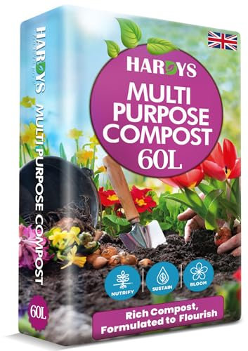 Hardys 60L Multi Purpose Compost - Potting & Seed Compost for Outdoor Plants | All Purpose Indoor Plants Potting | Nutrient Rich Fertiliser for Garden, Pots, Planter Beds
