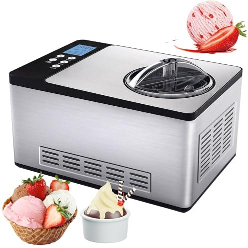 JODAIS Sorbetière à compresseur 1,5 L, sorbetière avec compresseur, sorbetière Automatique pour la Maison avec écran LCD, Machine réfrigérante, pour Enfants, Maison, Vacances