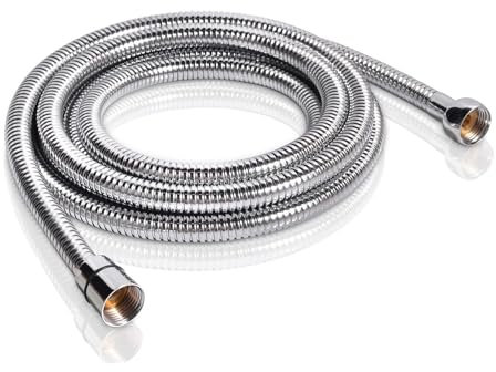 JGR SELECT Manguera Ducha - Flexo Ducha Universal - Apta para Todas las Duchas - Color Plata, Flexible (Plateado - 200cm)
