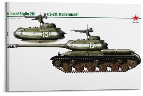 JTLFXY Poster des sowjetischen Zweiten Weltkriegs (IS-2M, modernisiert), Poster mit schwerem Panzer, dekoratives Gemälde, Leinwand, Wandposter und Kunstdruck, moderne Familienschlafzimmer-Dekoration,
