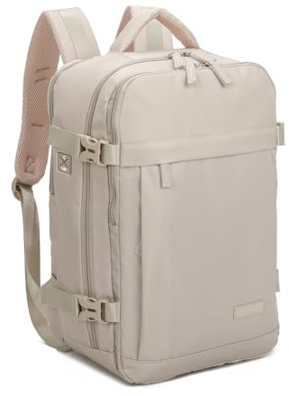 RAYKONG Mochila Cabina Ryanair 40x20x25cm (20L) | Mochila Viaje Avion Impermeable Compatible con Portátil 14 Pulgadas con Orificio de cable | Equipaje mano Alta Resistencia|Mochila Multiuso| Khaki