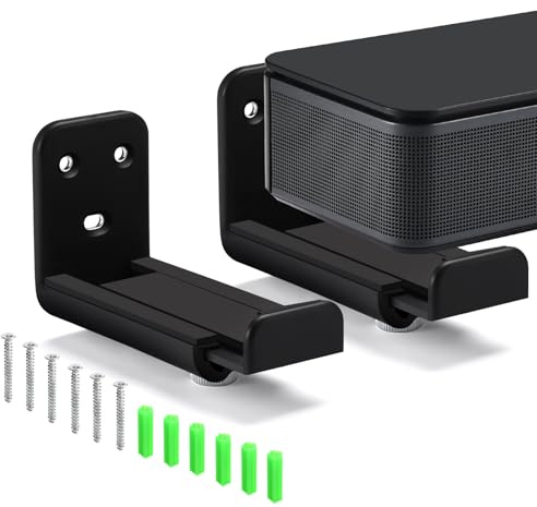 Yaowanguan Soundbar Wall Mount Bracket,Dual Universal Speaker Soundbar Wall Bracket Hold up to 20kg,Depth Adjustable 8.5-13.5cm Sound Bar Wall Shelf with Hardware Kit