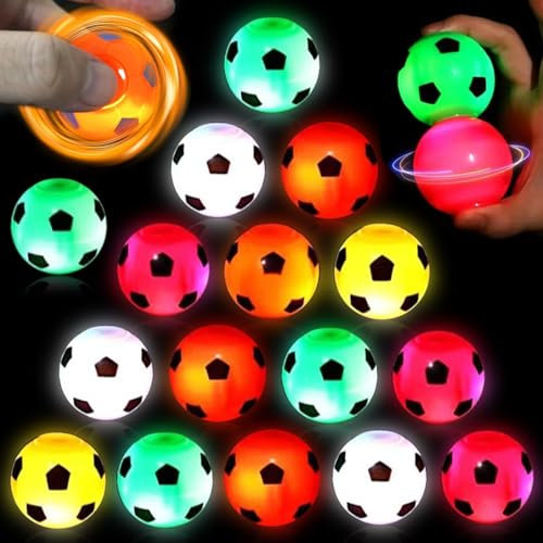 HUIKUANGEU Mini Fussball,16 Stück Fußball Spinner Fingerspitzen Spielzeug,Mitgebsel Kindergeburtstag Fussball,Drehbare Stressbälle Spiel,Fußball Fidget Ball Toys,Finger Spinner Leuchtspielzeug