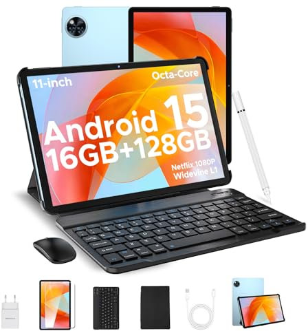 DOOGEE U11 2025 Newest Tablet 11'' Android 15 16(4+12) GB+128GB/2TB TF Octa-Core, 90Hz, 8580mAh, Tablet in Offerta WiFi, 13MP, Tastiera& Mouse& Penna& Case- Blu