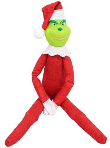 Applysu Christmas Grinch doll Xmas gefüllte Plüschtiere Geschenk Santa Grinch auf dem Regal für Home Decor Party