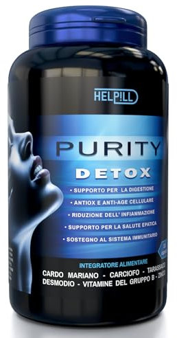 Detox Drenante Forte Fegato ed Intestino Disintossicante con C. Mariano Tarassaco e Carciofo Zinco Vitamine Gruppo B 120 Capsule Made in Italy