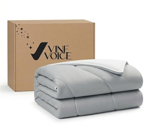 Vine Voice Soft Cooling Comforter Blanket for Hot Sleepers, Full/Queen, Double-Sided Cold Blanket for Night Sweats, All-Season, Silver Gray, 90''x90''