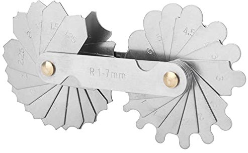 CYSFETENA Radiuslehre aus legiertem Stahl, R1-7MM Präzisions-Messwerkzeug für konkave und konvexe Bögen, Messkeil Radienschablonen für industrielle Anwendungen