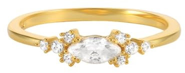 Mesnt 14K Gelbgold Damen Goldring 585 mit Marquise-Form Moissanit, Größe 60 (19.1)