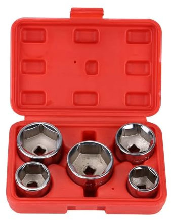 5-Piece Heavy-Duty Oil Filter Removal Socket Set – 3/8 Drive, 24–38mm – Precision Cap Wrench Kit For Quick & Hassle-Free Car Oil Filter Changes – Durable Carbon Steel Construction – Fits Most Vehicle