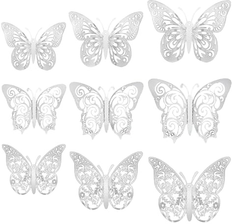 36 Pcs Butterfly Cupcake Decorations Openwork Silver Butterfly Decoration, Birthday Party Decorations Women Men Children Birthday Party Decoration Supplies
