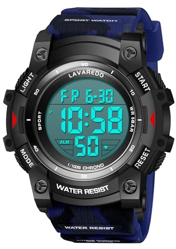 Timever Orologio Digitale Uomo 5 ATM, Silicone, Sveglia e Cronometro | Cinturino in silicone, sveglia, cronometro, data e luce; modello sportivo da uomo resistente all’acqua fino a 5 ATM.