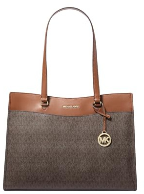 Michael Kors Jet Set Large Signature Logo Tote Bag Brown
