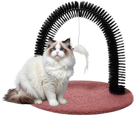 Renopfect Katzenpflege Set | Interaktive Katzenpflege Mit Kratzfläche Und Bürsten - Haarpflege & Fellpflege Zubehör Bei Haarausfall Für Katzen Und Kleintiere