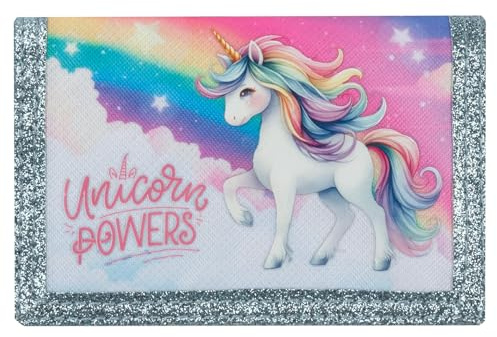 Ragusa-Trade Mädchen Kinder Geldbeutel Portemonnaie Geldbörse mit tollem Einhorn Unicorn Pferd Motiv, blau, 12 x 8 x 1 cm