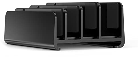 Aluminum Alloy Desktop Laptop Stand Rack Adjustable 4 Slots Laptop Desk Holder Dock Base Aluminum Alloy Desktop Rack for Laptop Tablet