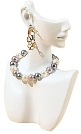 Busto Maniquí Para JoyeríA 1 espositore for gioielli in resina con testa di manichino, busto, ritratto, collana, bracciale, portagioie(White S)