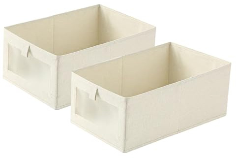 Vbvbip Set di 2 contenitori organizer per cassetti, in cotone e lino, senza coperchio, pieghevoli, impilabili, per armadio, camera da letto, dormitorio, sotto il letto