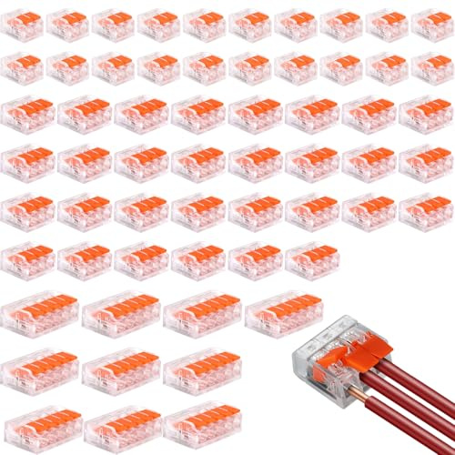 60 Stück Kabelverbinder Kabelklemmen Elektro, | 4mm² Leiter Klemme Lüsterklemmen Verbindungsklemme Schnellanschlussklemmen Elektroinstallationen Anschlussklemmen Connectors