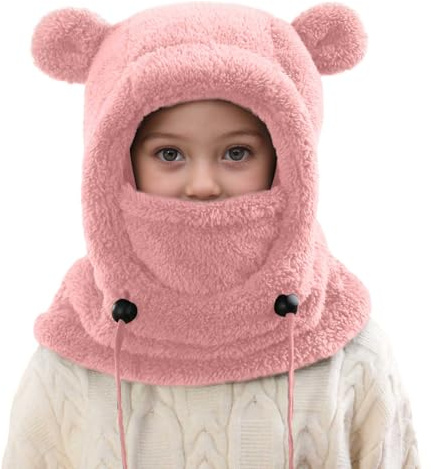 Générique Cagoule Unisexe Garcon Fille Bonnet Enfant Hiver Chaud Laine Fine Epais Ski Modo Chat Mignon d'oreilles Écharpe Chapeau Cape Bob Cagoule d'hiver Thermique pour Enfants