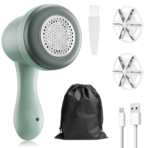 Bobble Remover for Clothes - Rechargeable Fabric Shaver Lint Remover with 2 Extra Blades & Storage Bag, Multi-Use Sweater Debobbler for Jumpers, Wool, Carpet and Bobbles