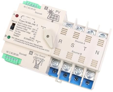 Type de rail de commutateur de transfert automatique solaire connecté au réseau 2P 3P 4P 63A 100A AC220V ATS alimentation du système photovoltaïque à l'alimentation commerciale W2R(PV 110V,4P 63A)