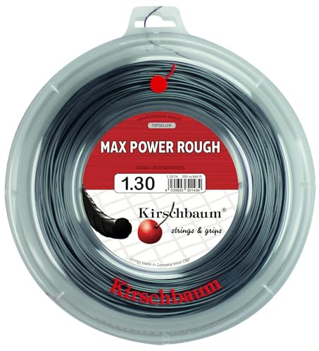 Kirschbaum, Rotolo di corda per racchetta da tennis Max Power Rough, 1.30 mm, Grigio (Anthrazit), 200 m