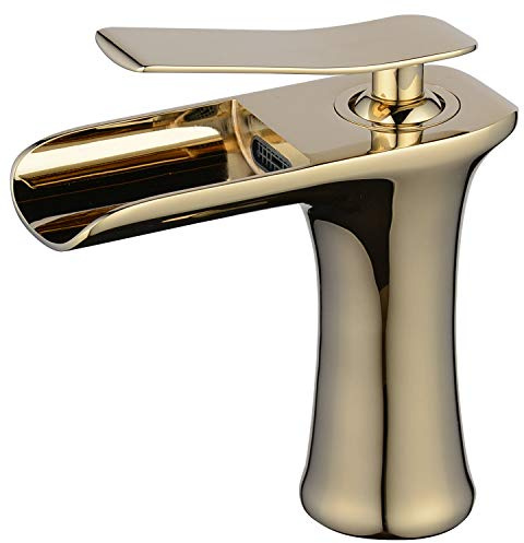 Wasserfall-Badezimmer-Eitelkeits-Hahn-einzelner Griff-einzelnes Loch, Poliergold, Beelee, BL9009G